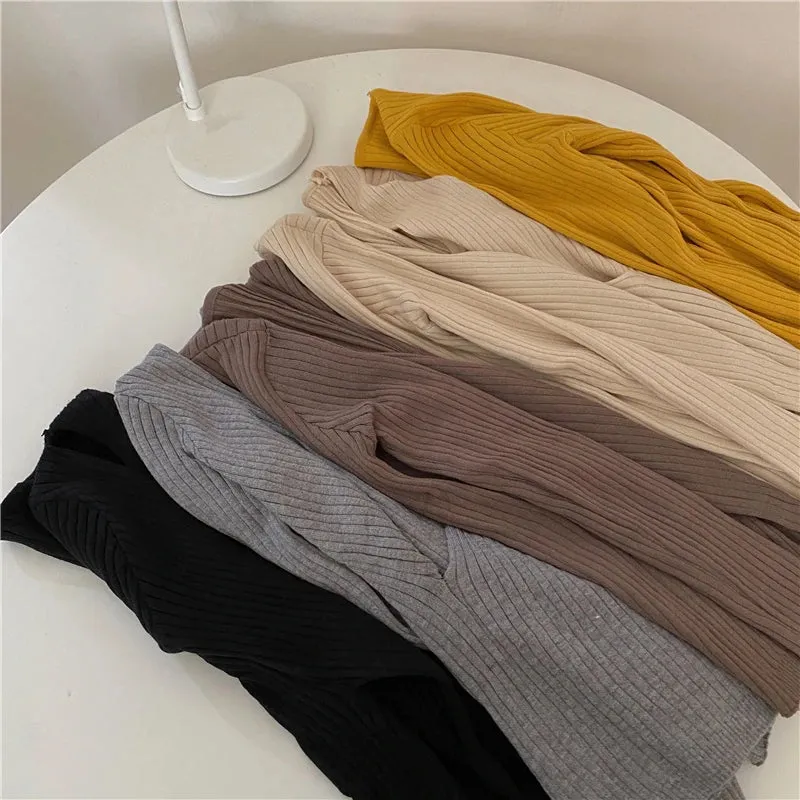 Aiertu Autumn Winter Knitwear Tops Fashion Female Long Sleeve Skinny Elastic Casual V-neck Knitted Shirts Women Pullover Sweaters