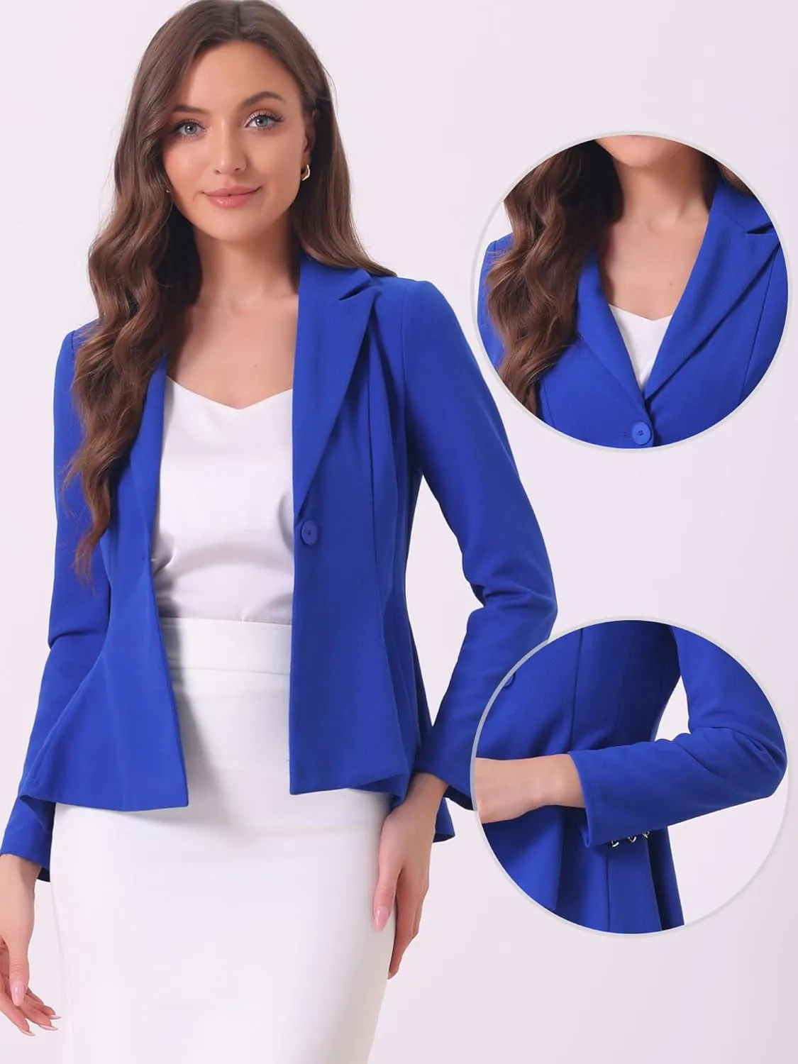 Allegra K Peplum Blazer for Women's Dressy Single Button Business Casual Work Blazer