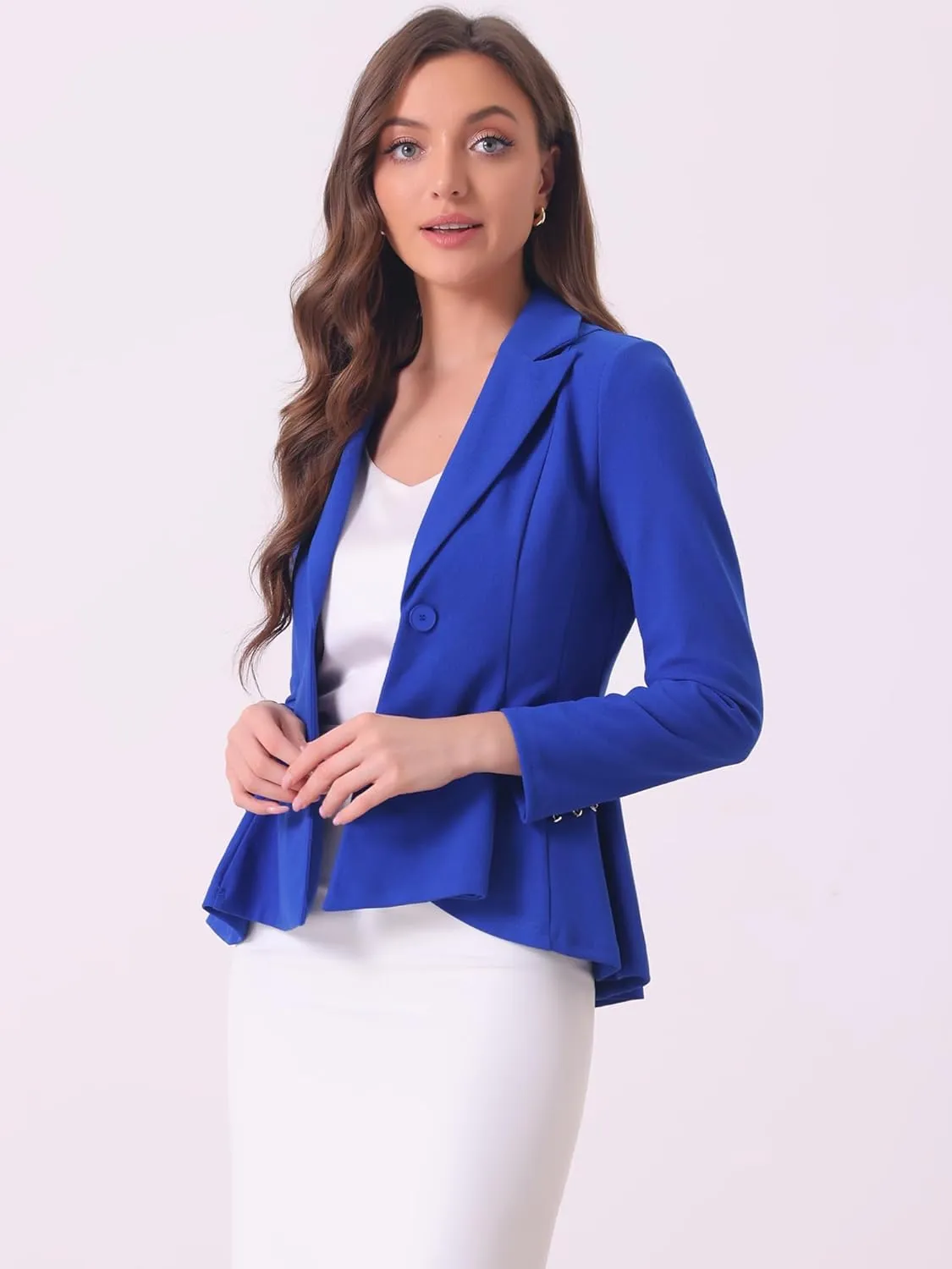 Allegra K Peplum Blazer for Women's Dressy Single Button Business Casual Work Blazer