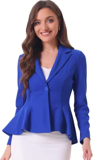Allegra K Peplum Blazer for Women's Dressy Single Button Business Casual Work Blazer