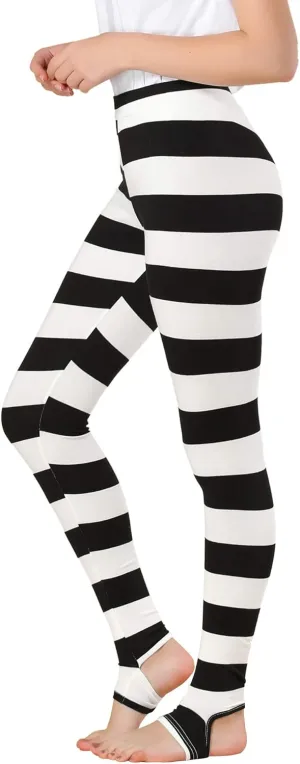 Allegra K Women's Leggings Printed High Waist Elastic Waistband Party Yoga Stirrup Pants