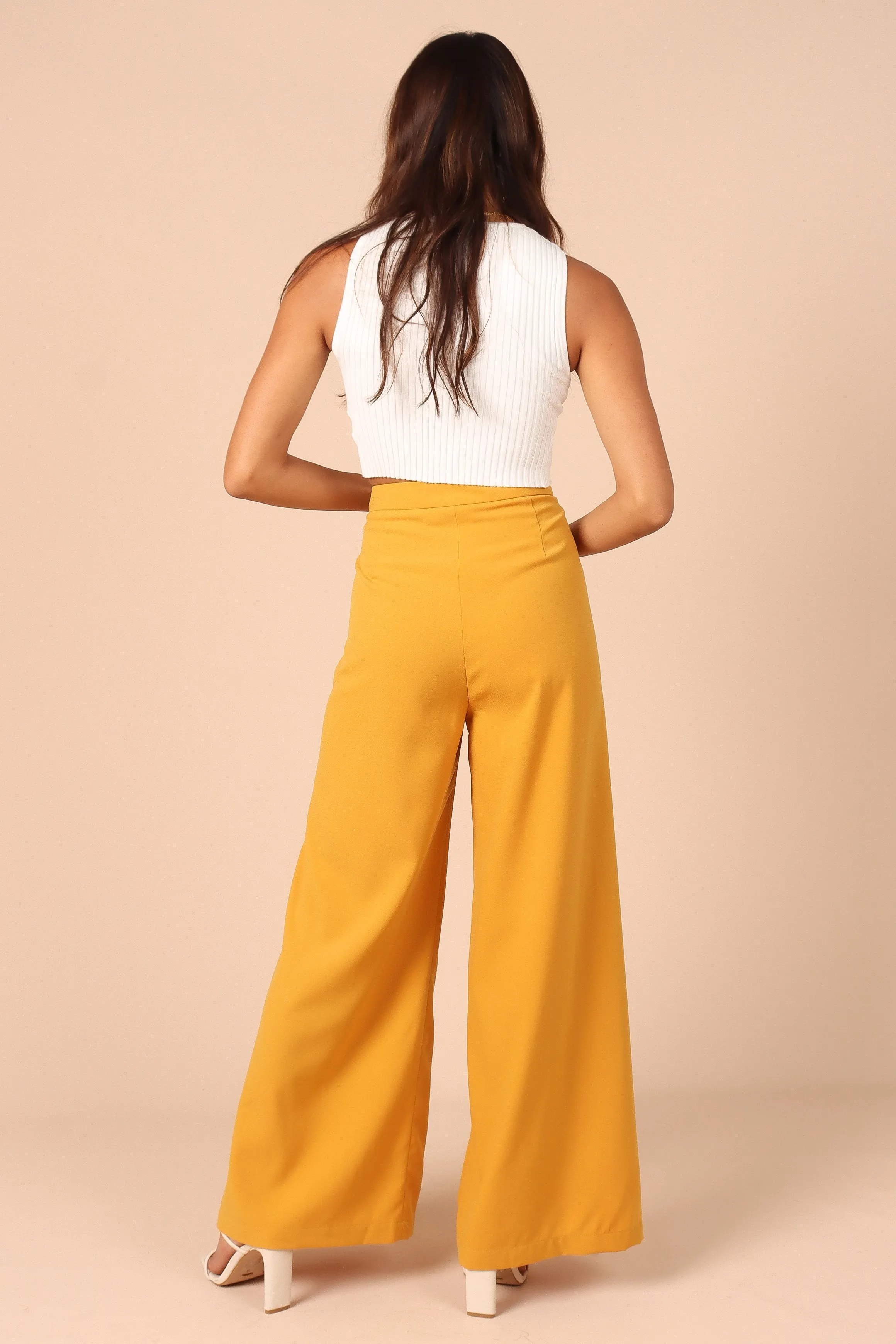 Annie High Waisted Wide Leg Pants - Mustard
