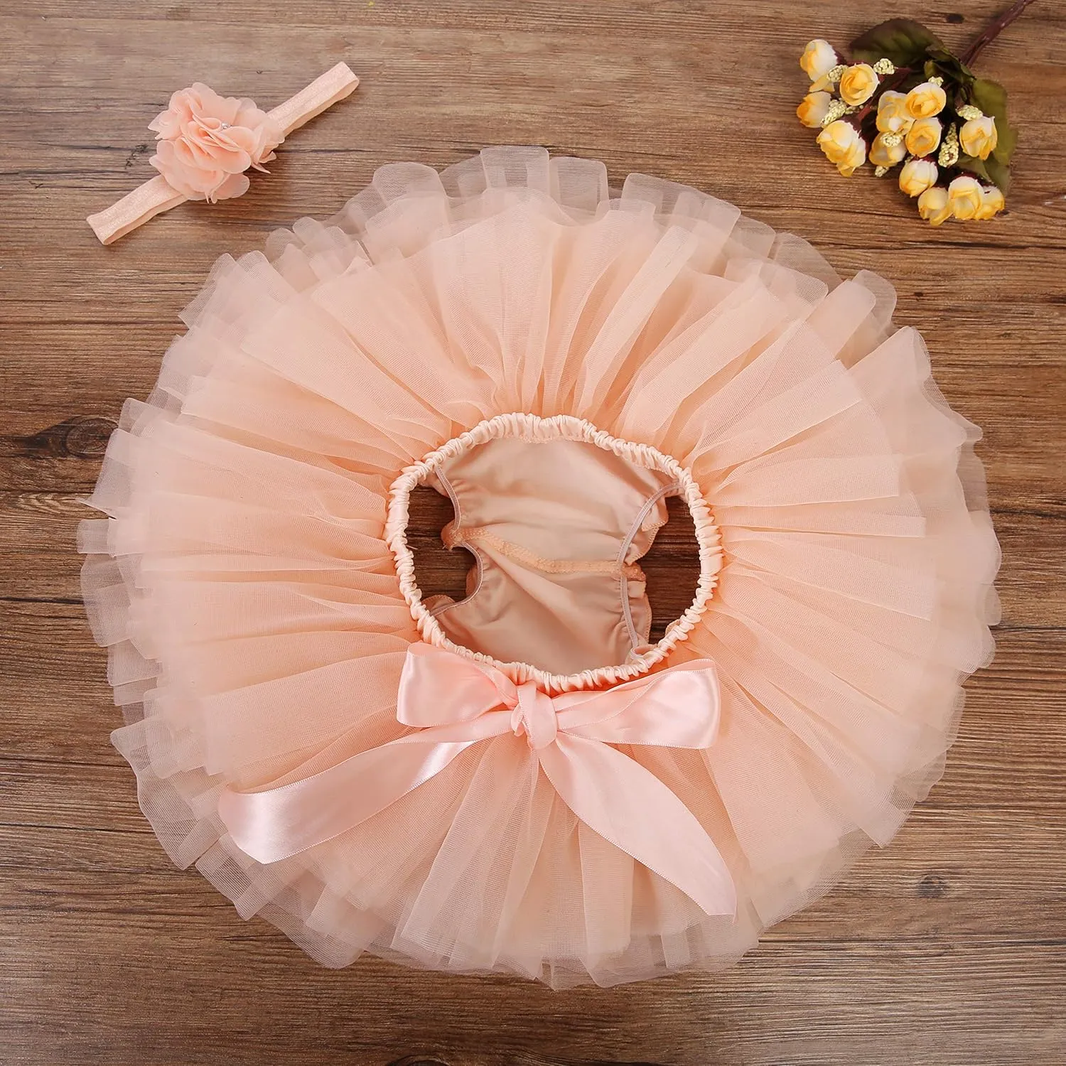 Baby Girls Tutu Skirt Headband Set Toddler Ruffle Tulle Diaper Covers 6-24 Month