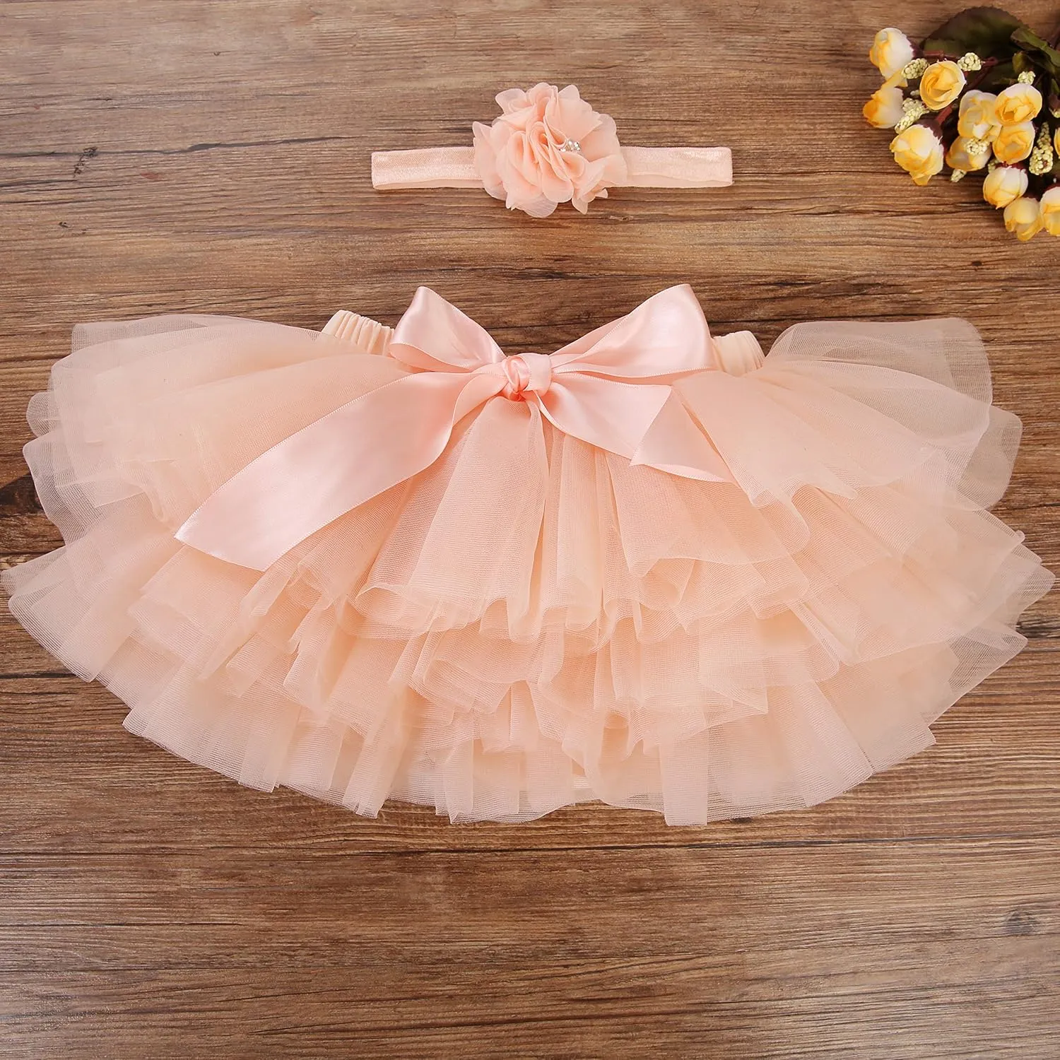 Baby Girls Tutu Skirt Headband Set Toddler Ruffle Tulle Diaper Covers 6-24 Month