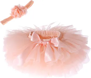 Baby Girls Tutu Skirt Headband Set Toddler Ruffle Tulle Diaper Covers 6-24 Month