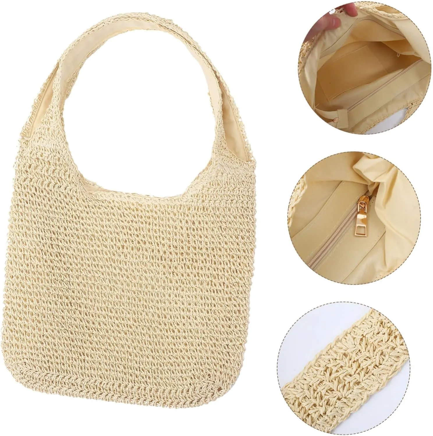 BESTYASH Fashion Weaving Bag Ladies Wallet Trendy Beach Bag Woven Tote Bag Tote Handbags Pouch Beach Bag Woman