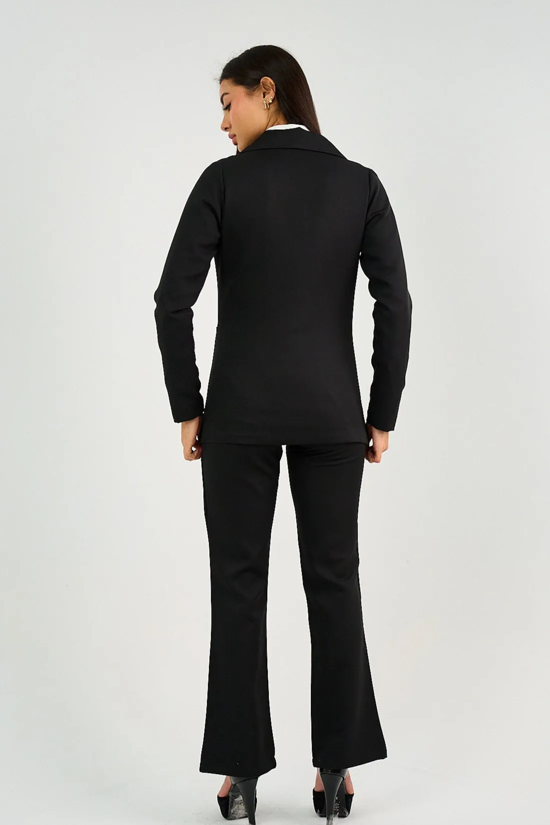 Black Flared Suit Trousers