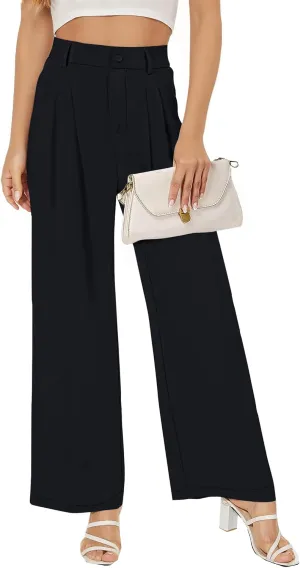 Buauty Straight Wide Leg Dress Pants for Women Black