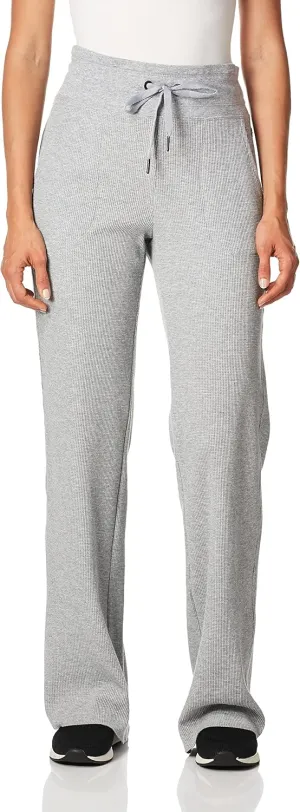 Calvin Klein Women's Thermal Wide Leg Pant, Pearl Grey Heather, Large
