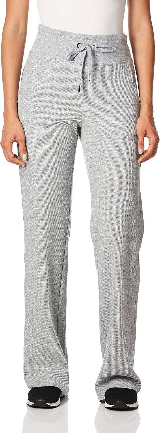 Calvin Klein Women's Thermal Wide Leg Pant, Pearl Grey Heather, Large