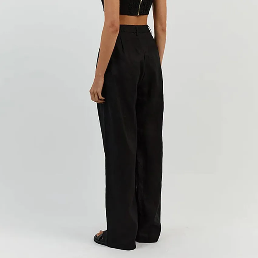 Casual High Waisted Floor Dragging Wide Leg Pants Wholesale Womens Clothing