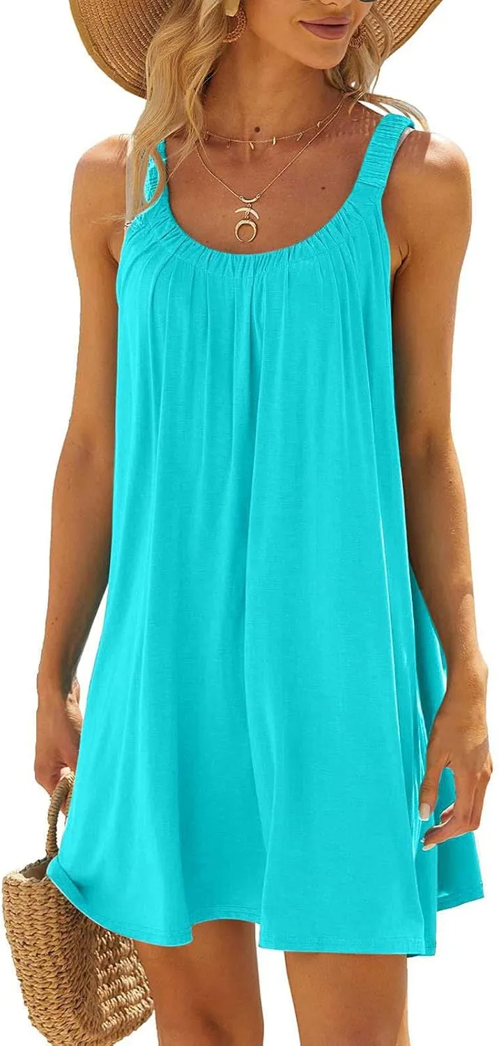 Ceboyel Womens Plain Tank Sundresses Sleeveless Short Mini Dresses Summer Casual Beach Dress Cute Tropical Vacation Clothing