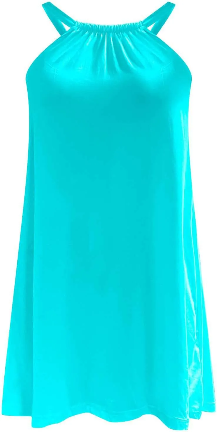 Ceboyel Womens Plain Tank Sundresses Sleeveless Short Mini Dresses Summer Casual Beach Dress Cute Tropical Vacation Clothing