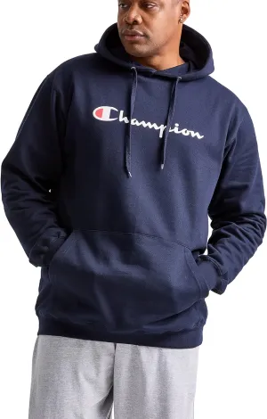 Champion Men's Powerblend Fleece Hoodie Sweatshirt with Script Logo (Regular and Big & Tall)