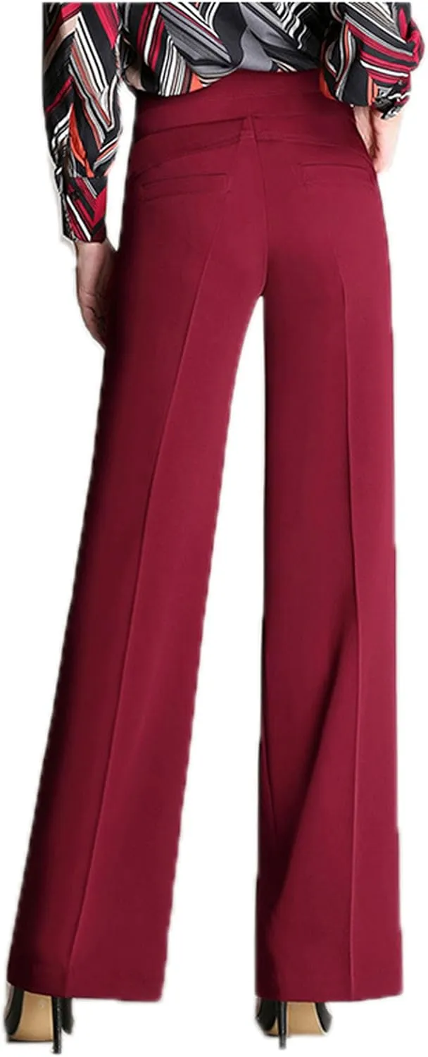 CHARTOU Women's High Waist Double-Button Closure Boot-Cut Dress Pants