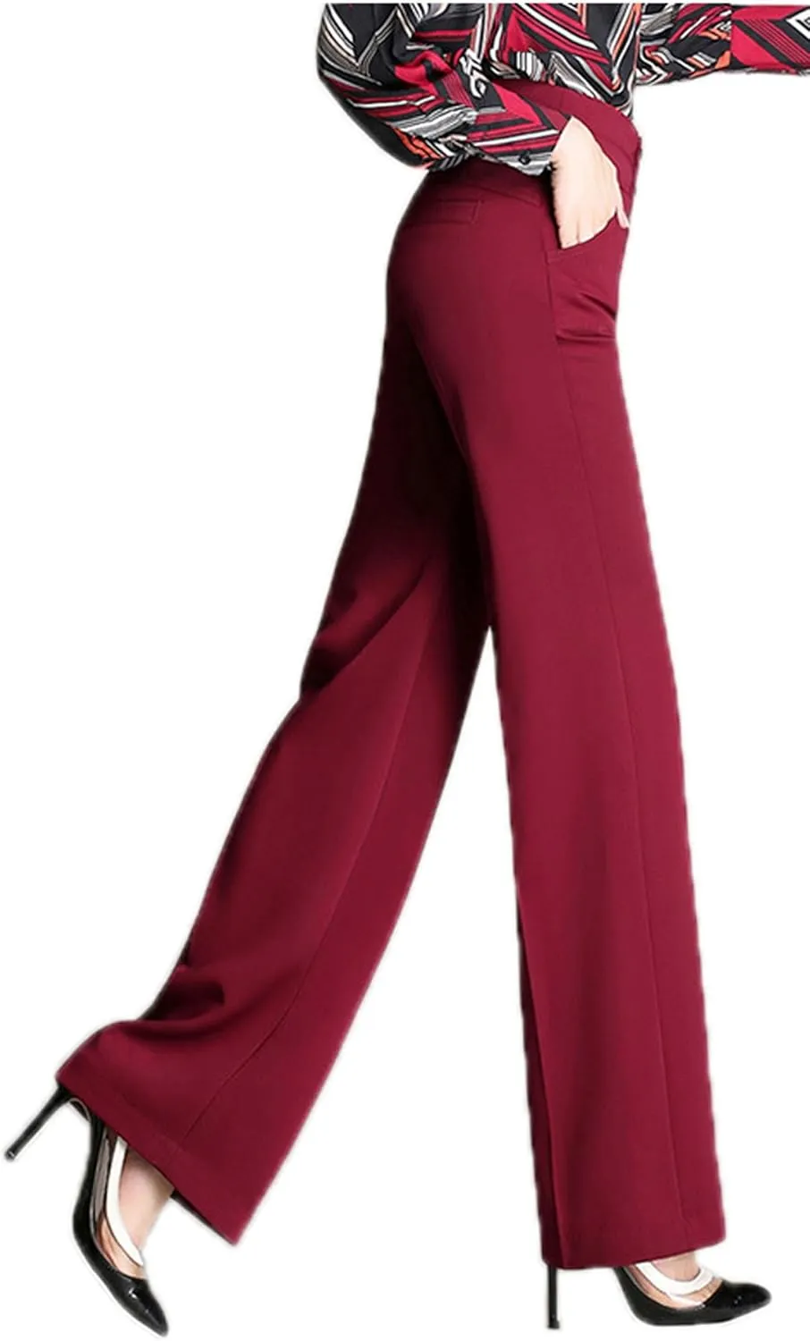 CHARTOU Women's High Waist Double-Button Closure Boot-Cut Dress Pants