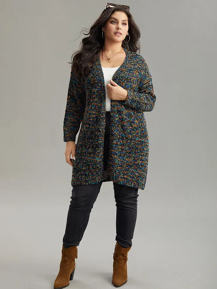 Color Textured Open Front Cardigan