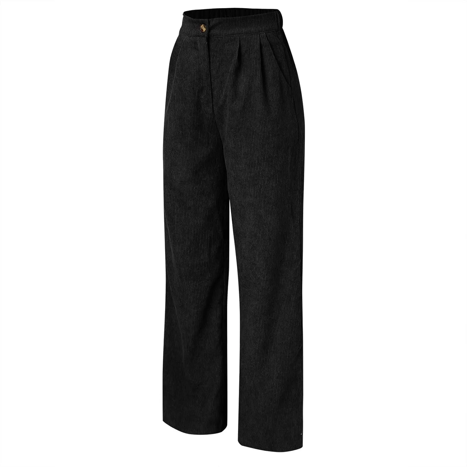 Corduroy Pants for Women Vintage High Waisted Wide Leg Bell Bottom Pants Loose Comfort Casual Trousers with Pockets