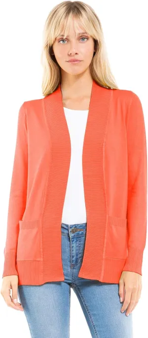 Design by Olivia Women's Open Front Long Sleeve Classic Knit Cardigan
