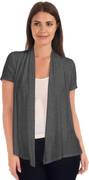 DFF Shop Women's Lightweight Open Drape Short Sleeve Cardigan (Size: S - 5X)