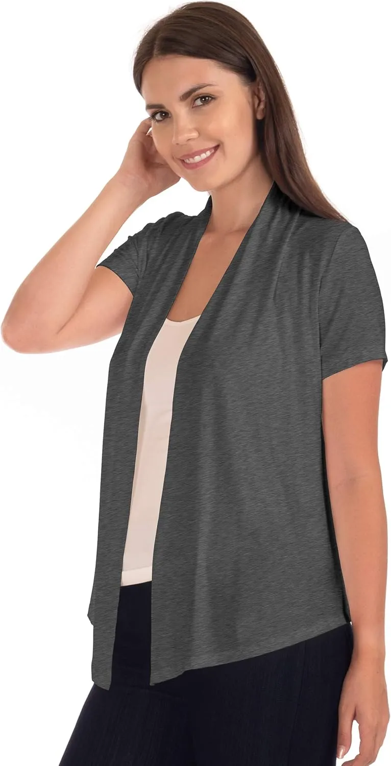 DFF Shop Women's Lightweight Open Drape Short Sleeve Cardigan (Size: S - 5X)