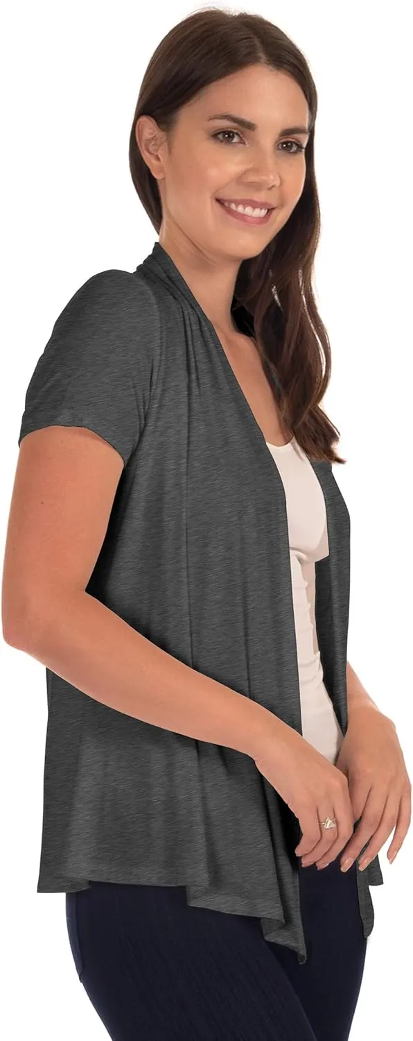 DFF Shop Women's Lightweight Open Drape Short Sleeve Cardigan (Size: S - 5X)
