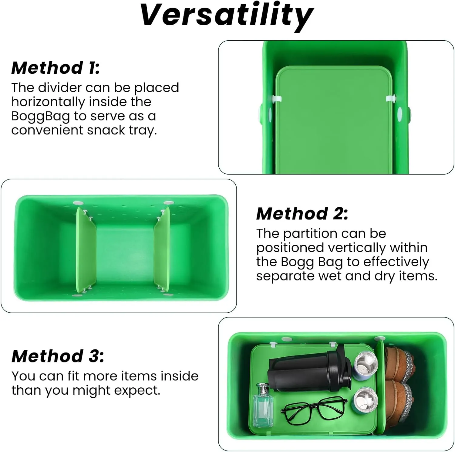 Divider Tray for Bogg Bag Accessories Compatible with Bogg Bag X Large Organizing Your Bags and Divide Space Green 2PCS