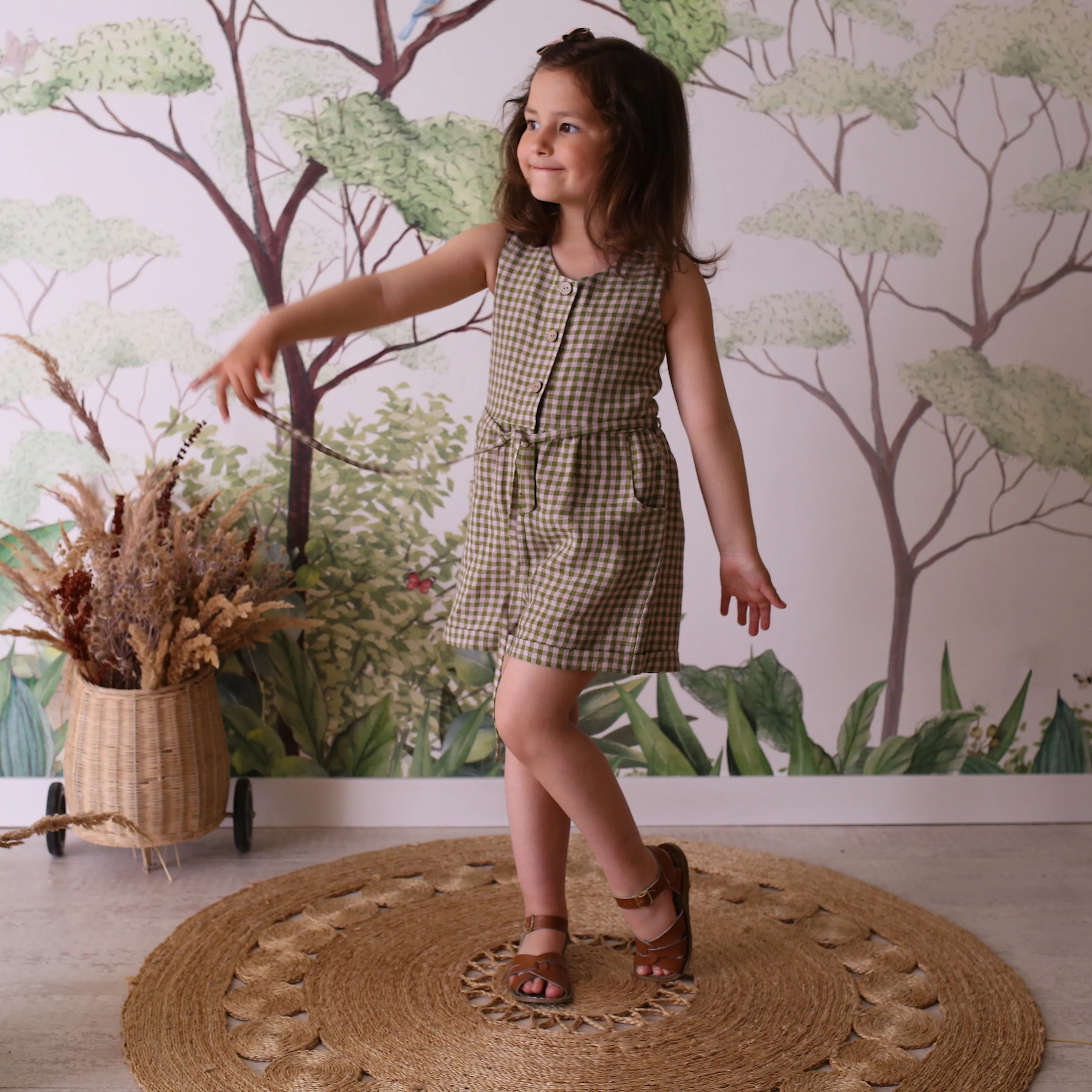 Duck Egg Blue Linen Belted Romper