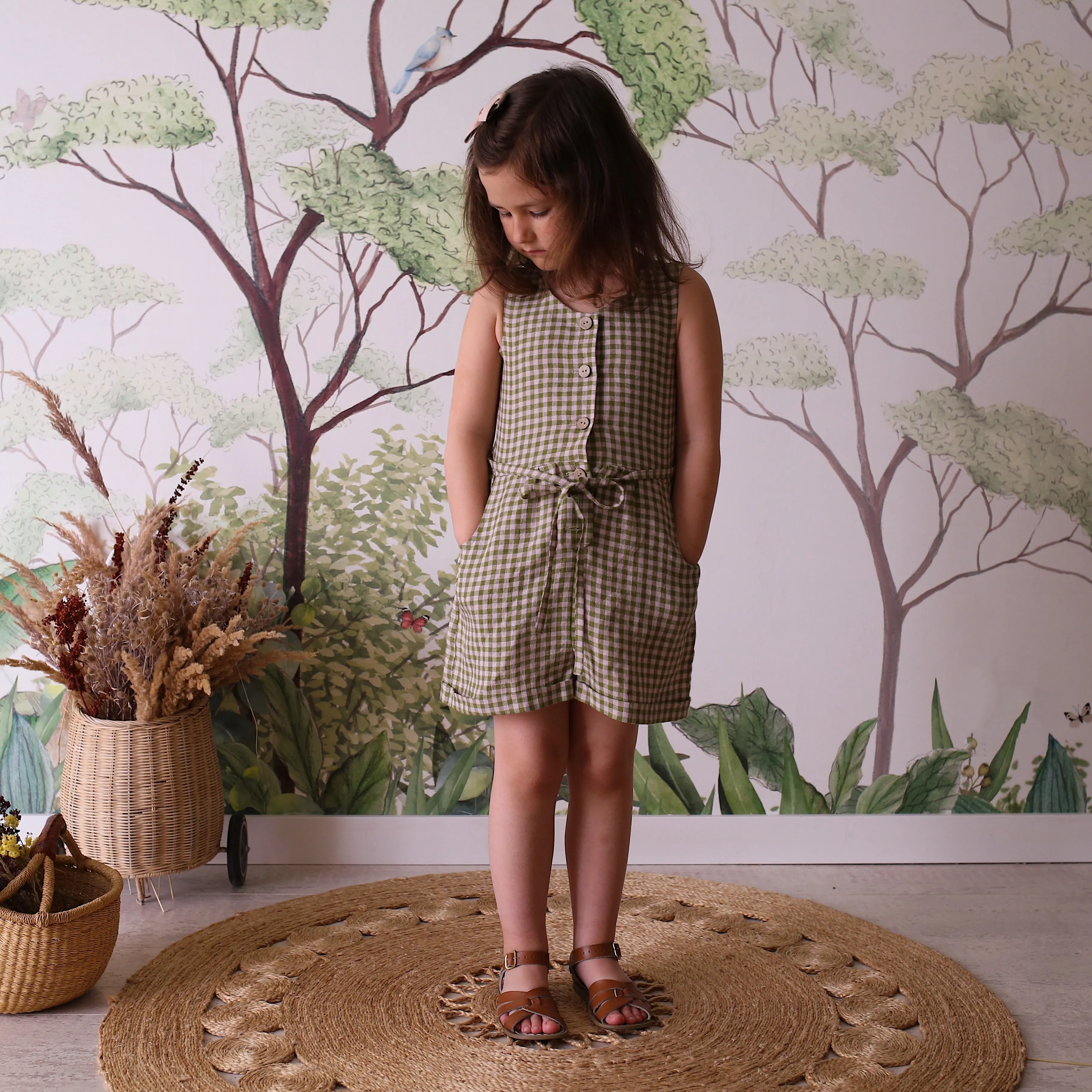 Duck Egg Blue Linen Belted Romper