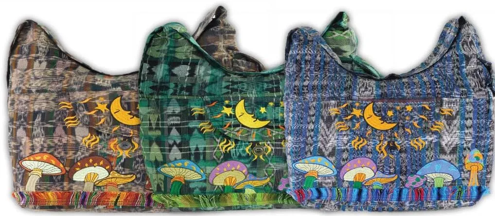 Erica Corduroy Shoulder Bag  Mushroom Embroidery, Hidden Pocket, Button Closure, Fully Lined Boho Tote