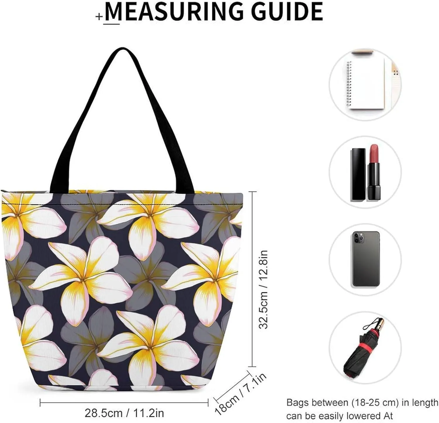 Floral Frangipani Flowers Hobo Handbags With Zipper Women's Tote Handbags