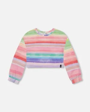 French Terry Sweatshirt Rainbow Stripe