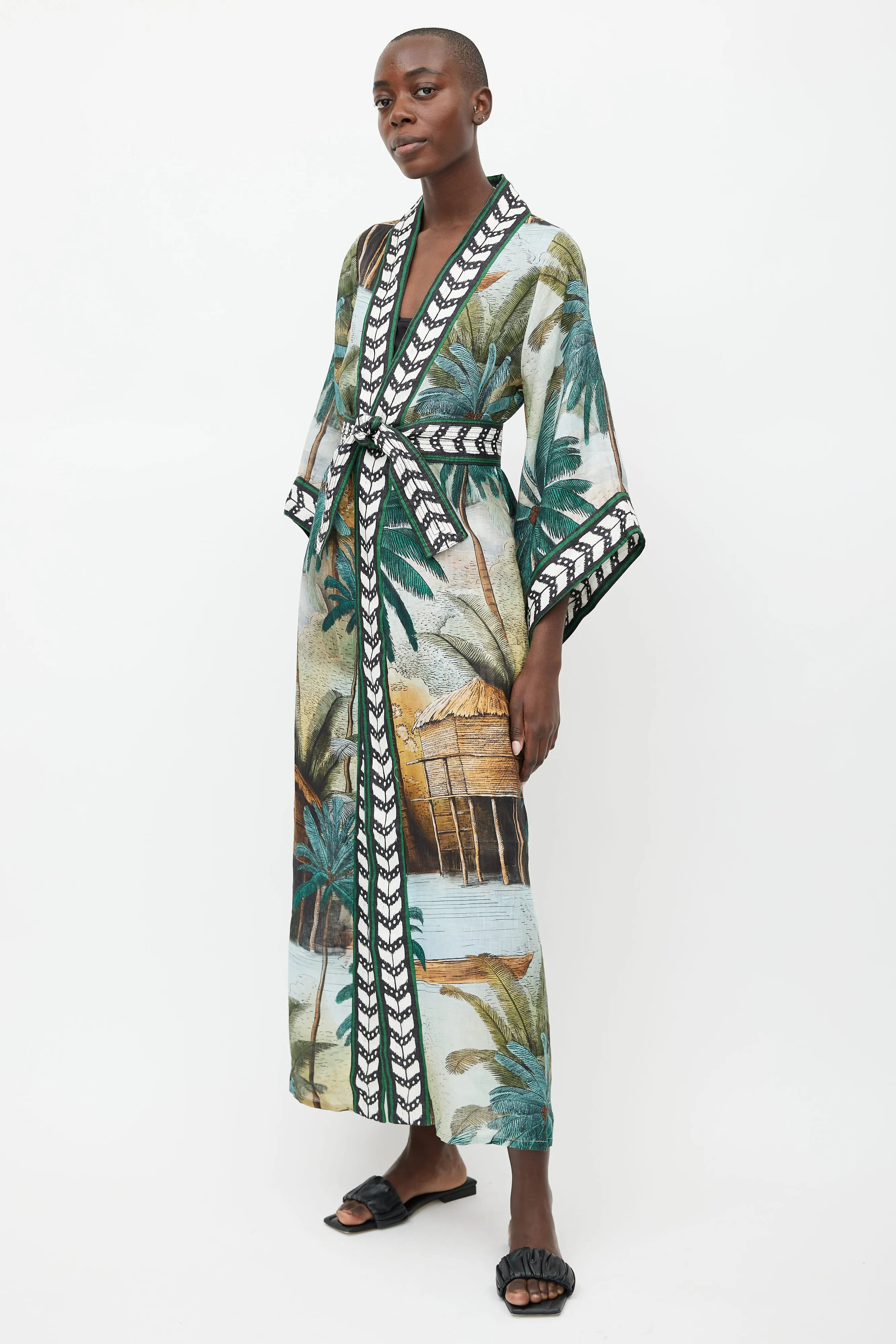 Green Caribe Bambala Belted Robe