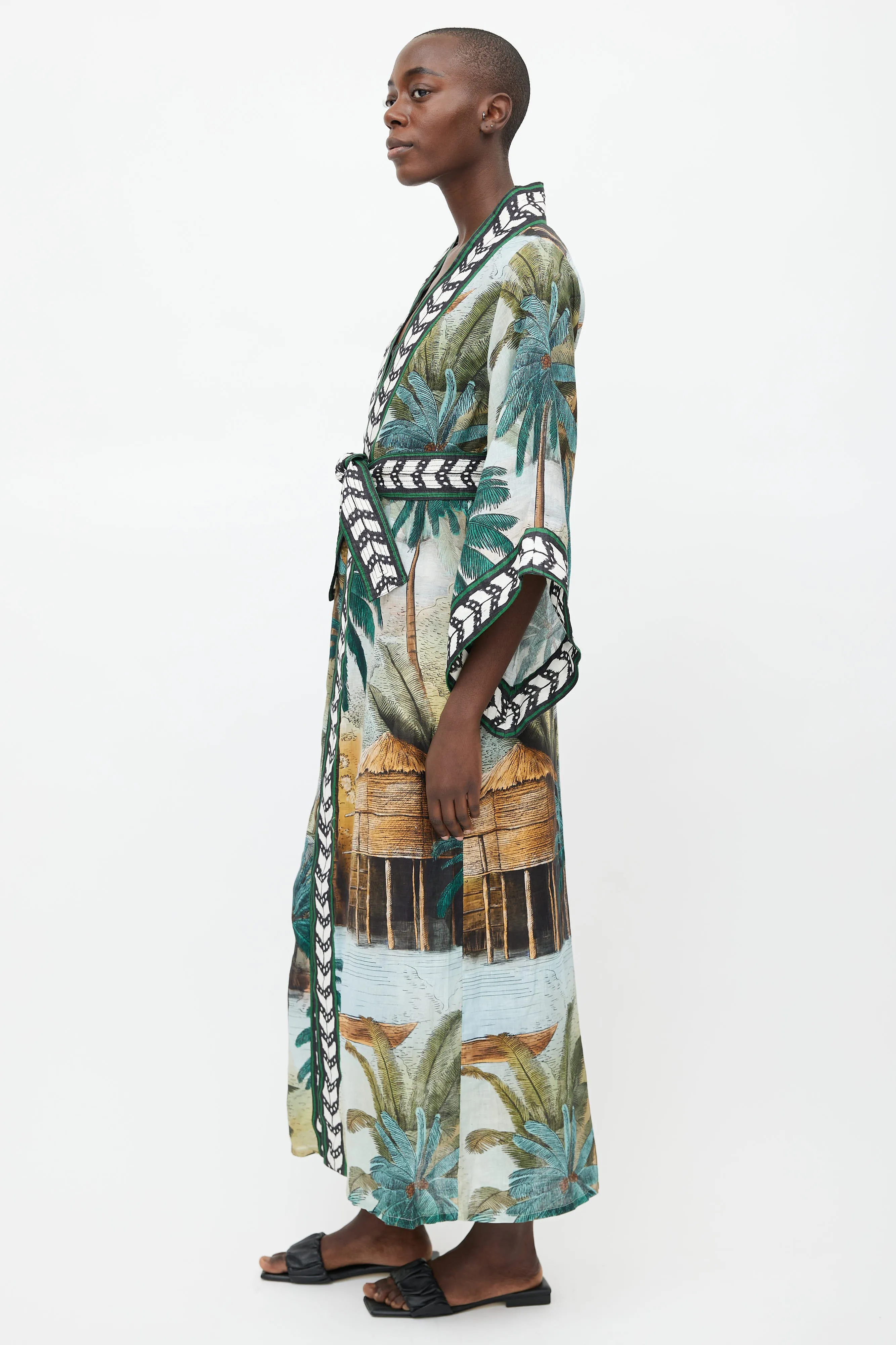 Green Caribe Bambala Belted Robe