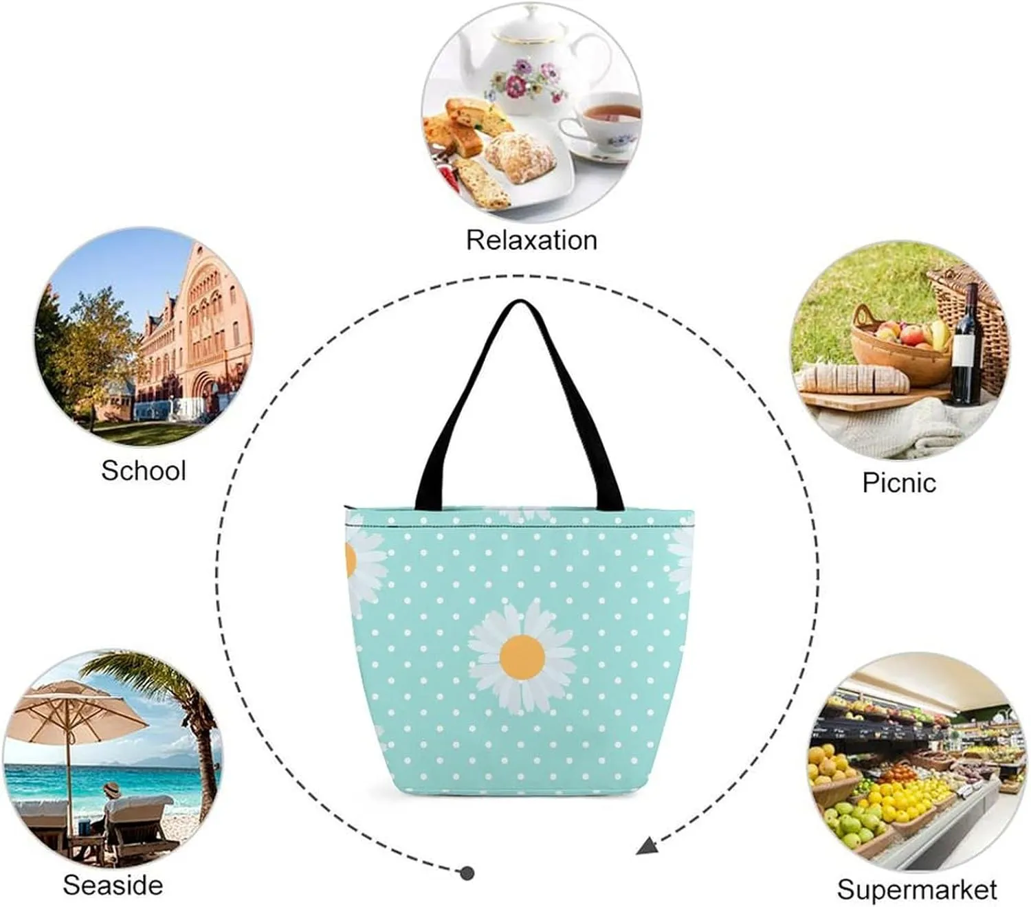 Halloweens Pattern Orange Black Hobo Handbags With Zipper Women's Tote Handbags