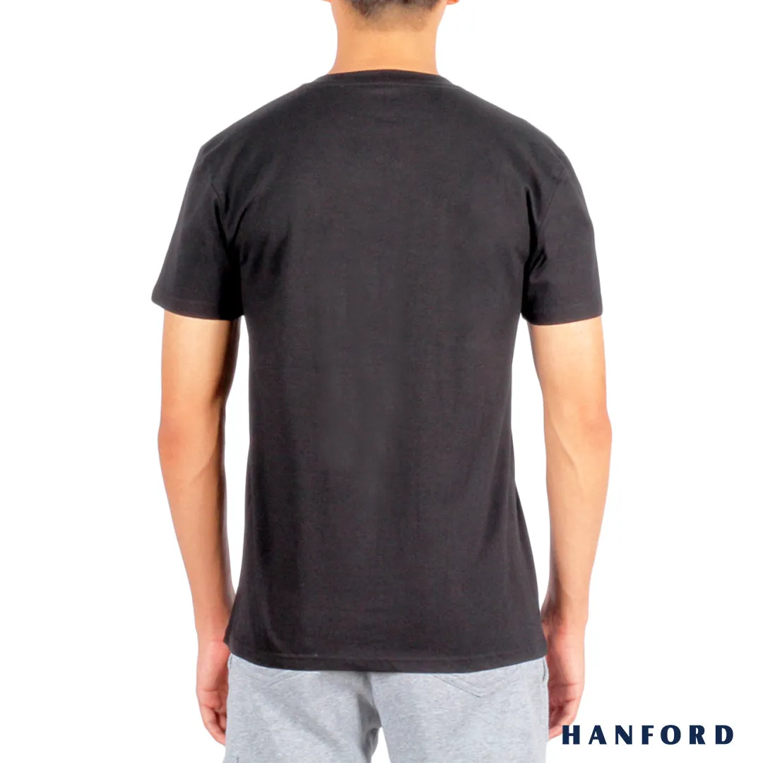 Hanford iCE Men 100% Cotton V-Neck Modern Fit Short Sleeves Shirt - Black (Single Pack)