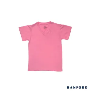 Hanford Kids/Teens V-Neck Short Sleeves Shirt - Flamingo (Single Pack)