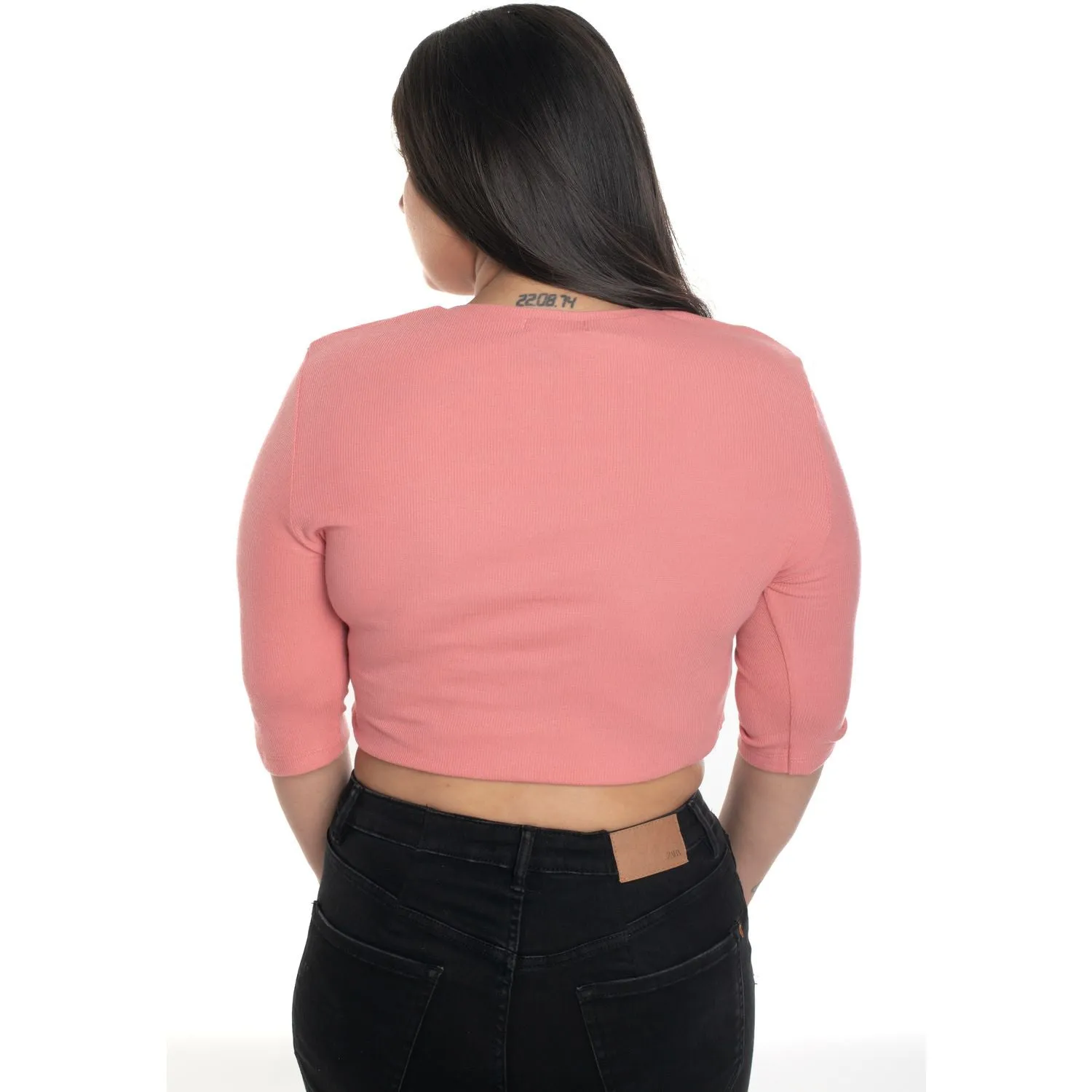 Hosiery Blouse- XXL Deep Round Neck (Elbow Sleeves)