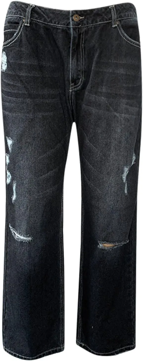 Litetao Baggy Jeans for Women High Waisted Casual Loose Wide Leg Harem Jean Washed Distressed Straight Leg Denim Pants
