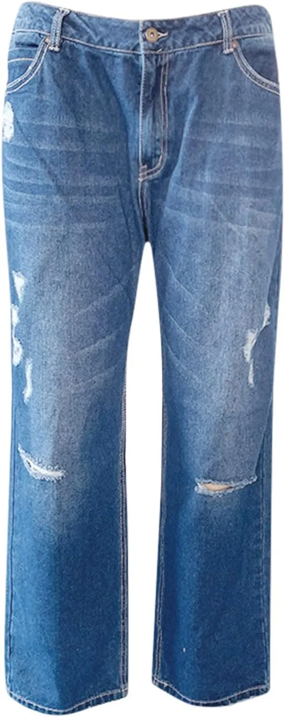 Litetao Baggy Jeans for Women High Waisted Casual Loose Wide Leg Harem Jean Washed Distressed Straight Leg Denim Pants