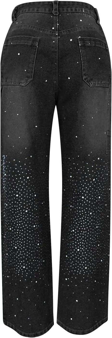 Litetao Baggy Jeans for Women High Waisted Casual Loose Wide Leg Harem Jean Washed Distressed Straight Leg Denim Pants