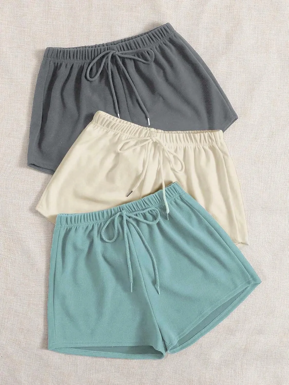 MakeMeChic Women's 3pack Elastic Waist Knot Front Lounge Track Shorts