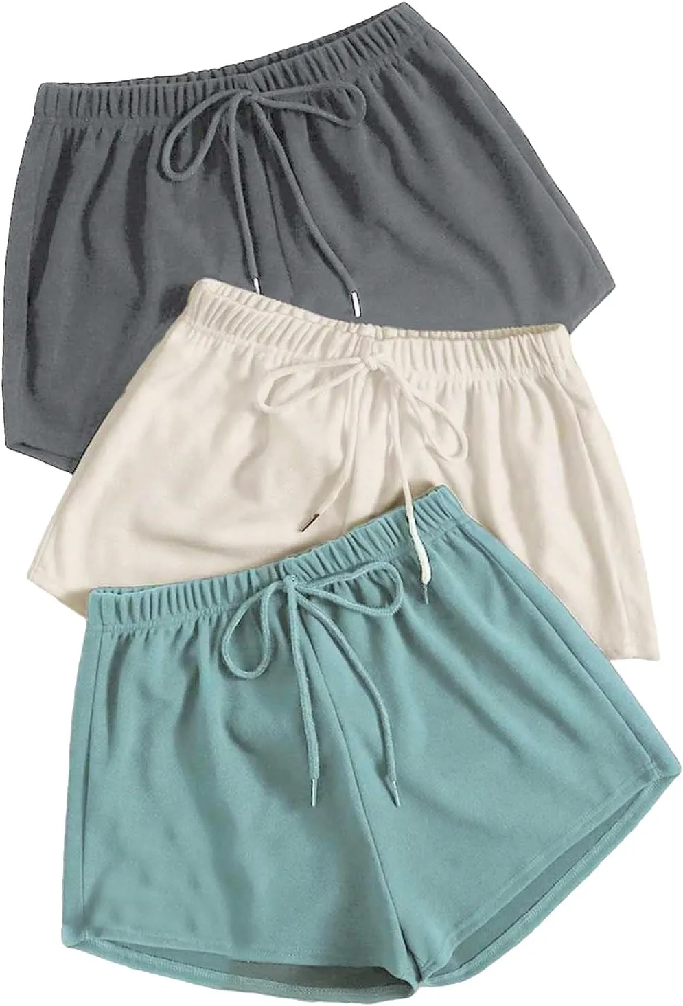 MakeMeChic Women's 3pack Elastic Waist Knot Front Lounge Track Shorts