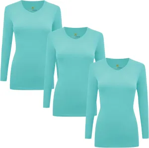 M&M Scrubs Women's Long Sleeve V-Neck Under Scrub Stretch T-Shirt-3-Pack