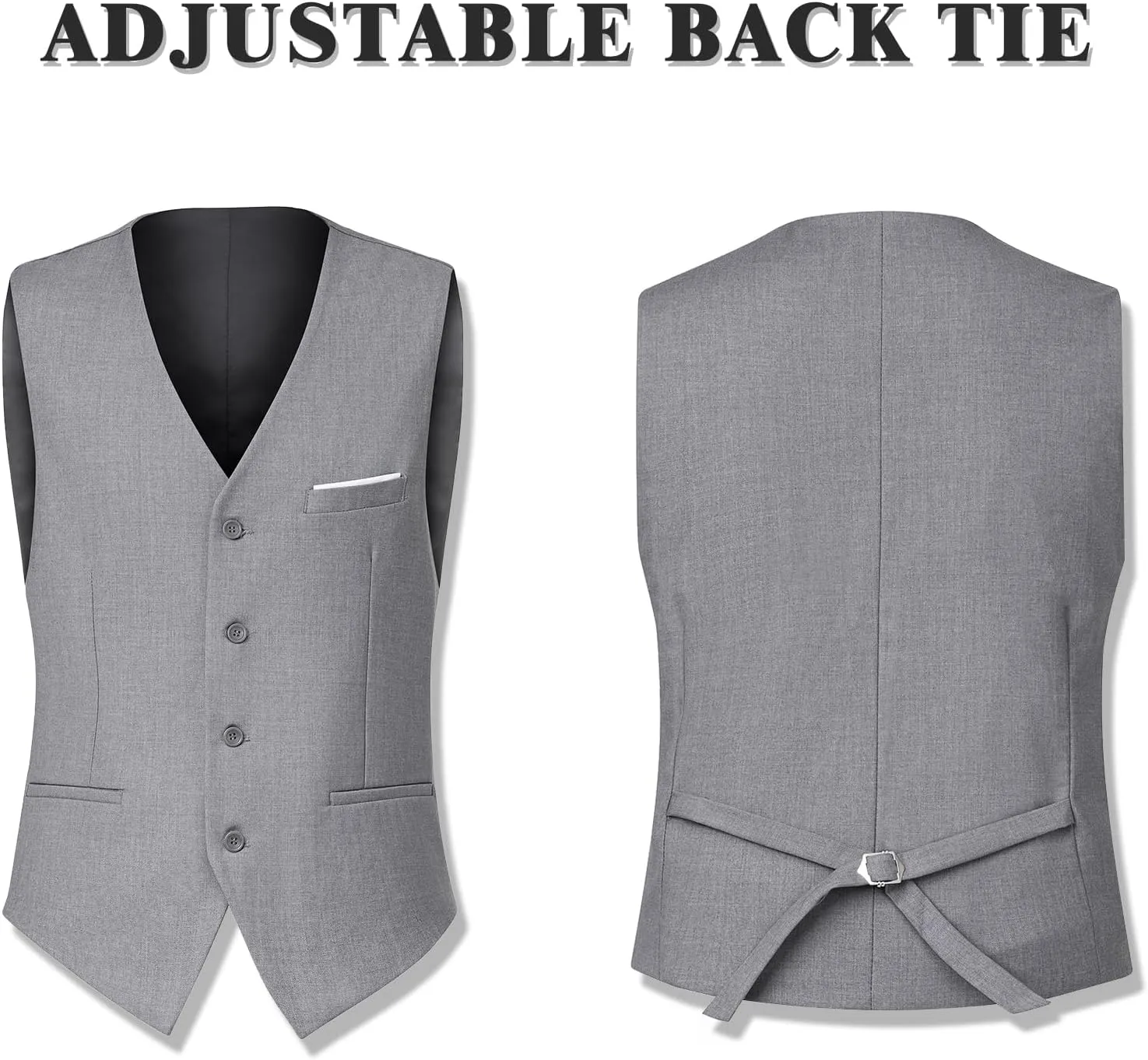 Men's Suit 3 Piece Slim Fit Suit Set, Two Button Solid Jacket Vest Pants with Tie, Men Tuxedo Suit Set