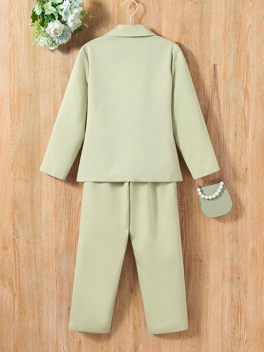 Milumia Girl's Two Piece Outfit Button Open Front Blazer and Pants Set