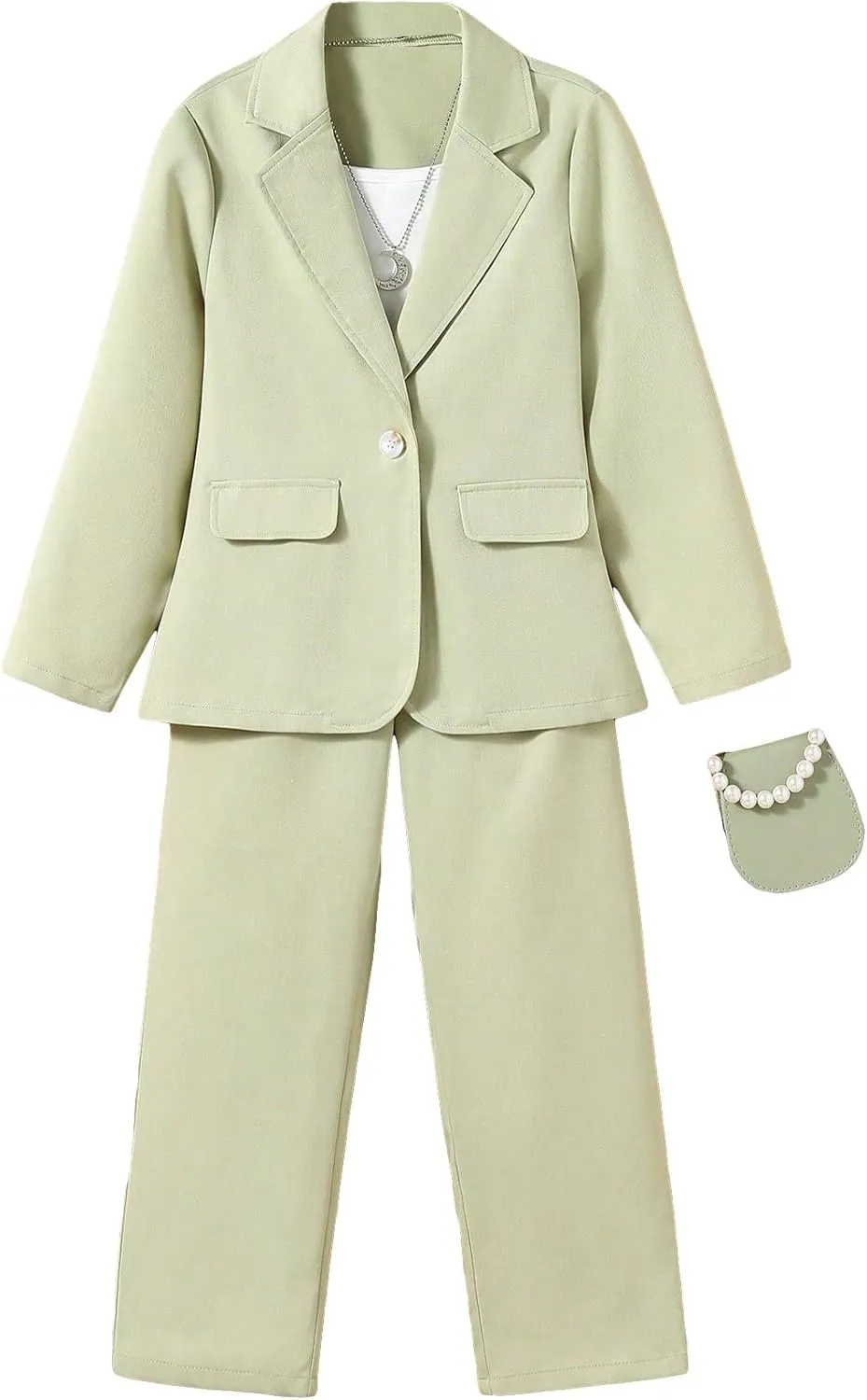Milumia Girl's Two Piece Outfit Button Open Front Blazer and Pants Set