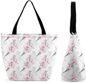 Monstera Green Leaf Frangipani Flowers Hobo Handbags With Zipper Women's Tote Handbags