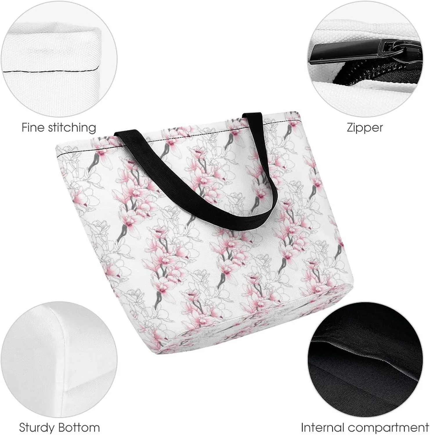 Monstera Green Leaf Frangipani Flowers Hobo Handbags With Zipper Women's Tote Handbags
