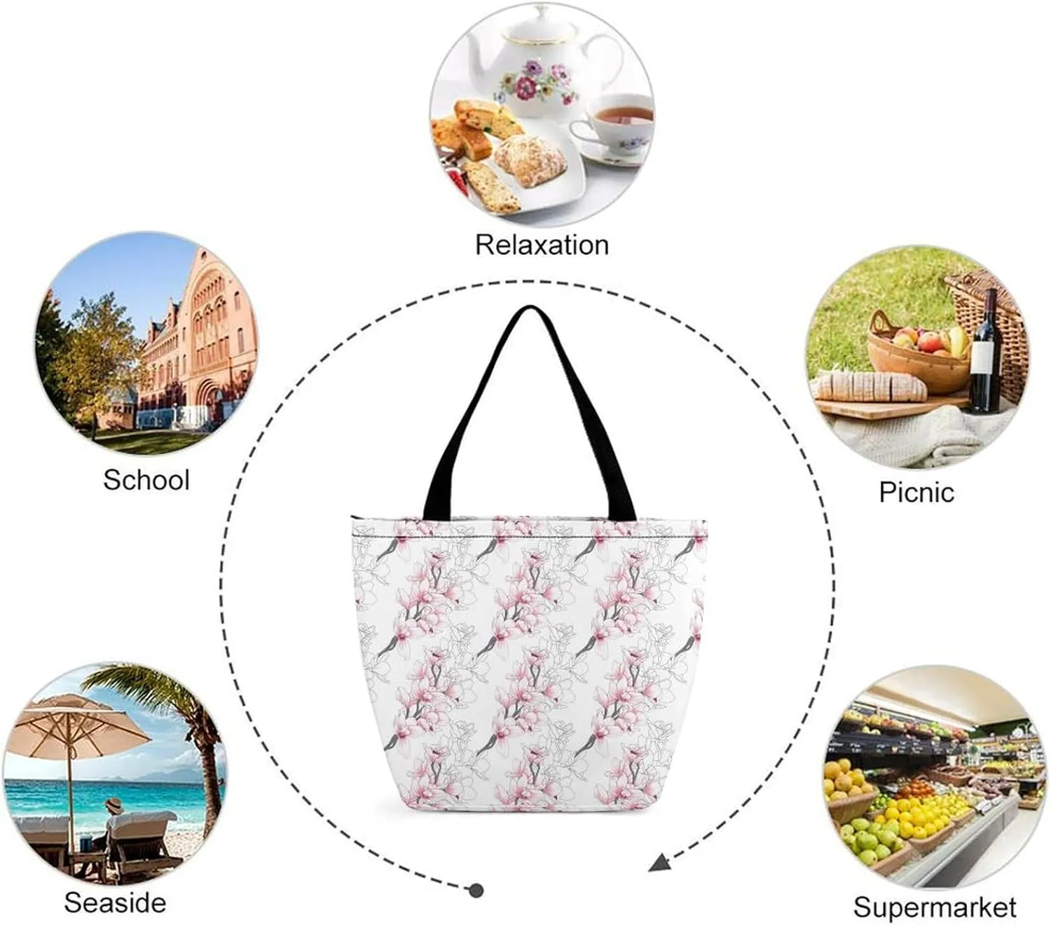 Monstera Green Leaf Frangipani Flowers Hobo Handbags With Zipper Women's Tote Handbags